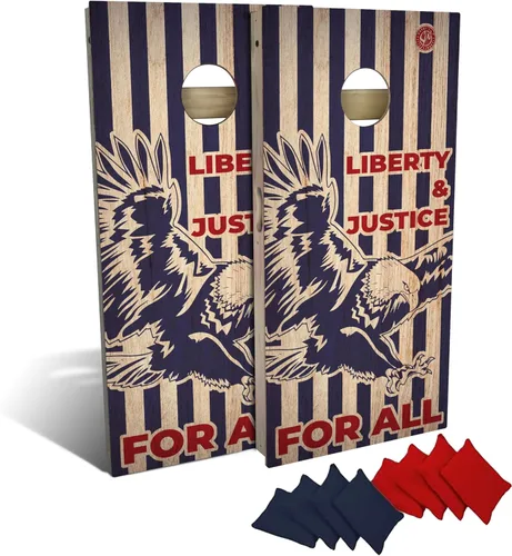 Vista 6 de Slick Woody's Tablas de Cornhole de grado profesional – Juego patriótico de lanzamiento de madera maciza de grano de madera maciza de 4 x 2 pies