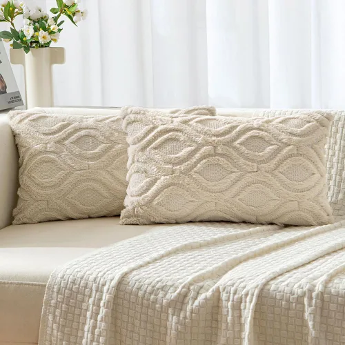 Vista 46 de MIULEE - Juego de 2 fundas de almohada de lana sintética suave y afelpada, fundas decorativas de estilo bohemio para sofá, sala de estar, cama, 16 x