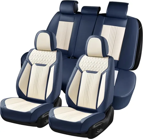 Vista 30 de Coverado Fundas de asiento delantero para automóvil, acojinadas, impermeables, de piel sintética, protectoras, de ajuste universal para la mayoría