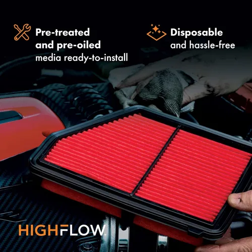 Vista 4 de HIGHFLOW de alto rendimiento, filtro de aire de motor desechable pre-aceitado PA9950X Compatible con 2012-2016 Mercedes-Benz E350, 2016-2019