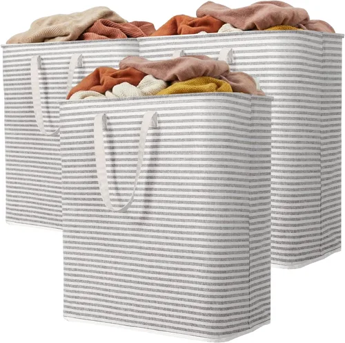 Vista 13 de Lifewit Paquete de 2 Cestas de Ropa Grandes Plegables, Cestas de Lavandería Independientes Impermeables con Asas de Fácil Transporte para Cuarto