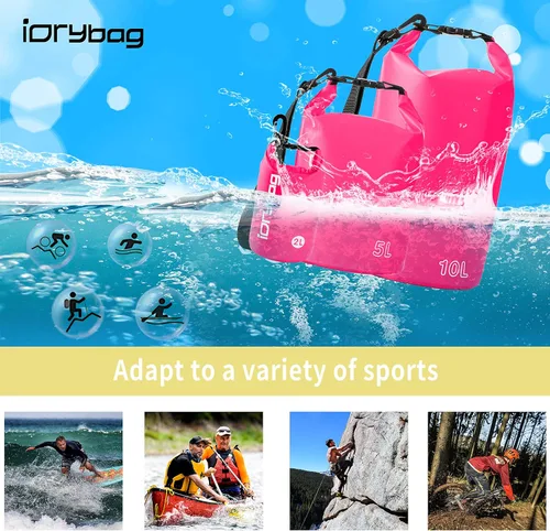 Vista 5 de IDRYBAG Bolsa seca para kayak impermeable 2L/5L/10L/15L/20L, pequeña bolsa impermeable para navegación