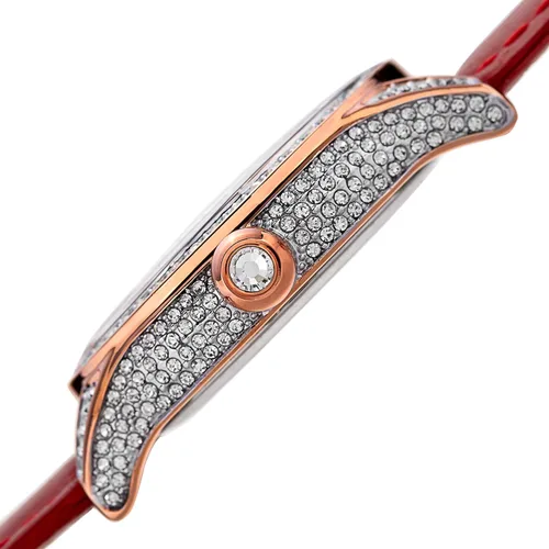 Vista 3 de August Steiner AS8188 - Reloj de pulsera de cuero con 8 marcadores de hora de diamantes con esfera de nácar