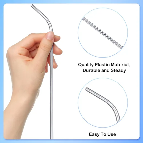 Vista 4 de Geiserailie 8 pajitas de acero inoxidable reutilizables de 14 pulgadas para vasos de 100 onzas, extra con 4 cepillos de limpieza (arcoíris)