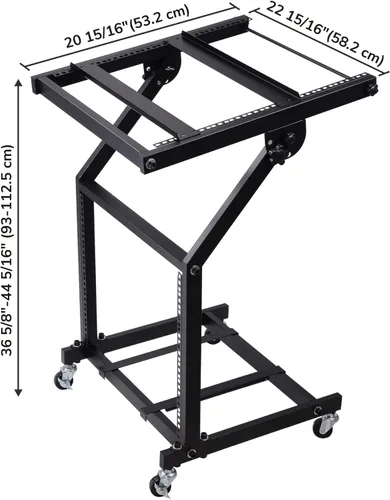 Vista 6 de AW, soporte ajustable con ruedas para mezcladora de DJ, equipo de música de estudio, para fiestas, 9U