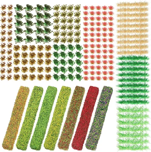 Redbaker 288 Piezas Mechones de Césped Estático Racimo de Flores Grupos de Vegetación Autoadhesivos Mechones de Césped de Modelo Artificial DIY