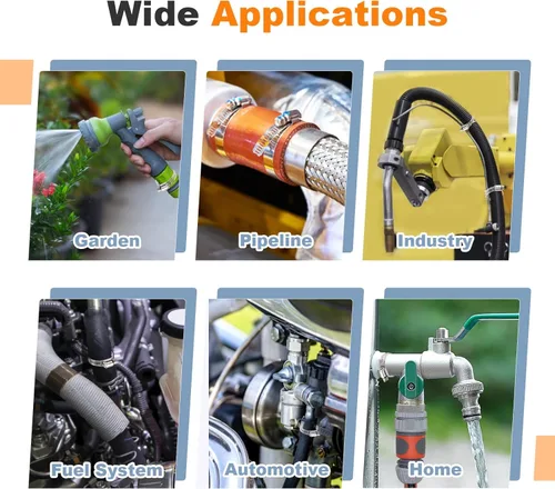 Vista 6 de Kit surtido de 22 abrazaderas de manguera de acero inoxidable de alta calidad, abrazaderas de engranaje helicoidal, abrazaderas de manguera pequeñas