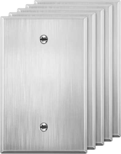 Vista 14 de LIDER Placa de pared de metal en blanco, cubierta de salida en blanco de acero inoxidable, resistente a la corrosión, tamaño mediano de 1 banda