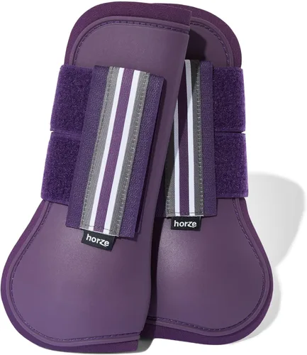 Vista 19 de HORZE Adepto - Botas de tendón frontal abierto, carcasa duradera con forro de neopreno, color verde caqui escarabajo, caballo