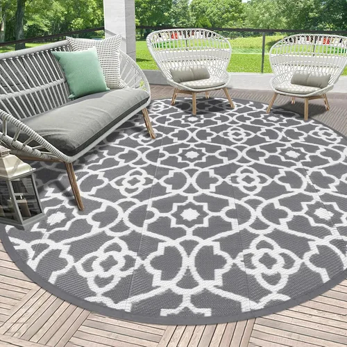 Vista 24 de HEBE Alfombra de exterior impermeable de 5 x 8 pies, alfombra de paja de plástico, alfombra para camping, reversible, para patio al aire libre