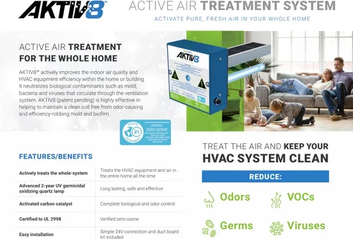 Vista 3 de Fresh-Aire UV AKTIV8 Sistema de tratamiento de aire activo en conducto, lámpara dual de 2 años