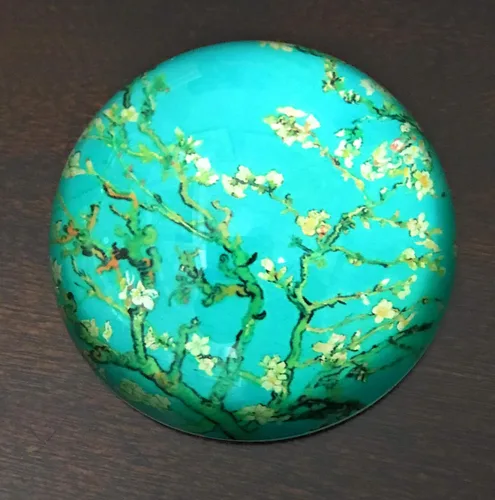 Vista 4 de Value Arts Van Gogh - Pisapapeles de cristal con diseño de almendras y flores, 3 pulgadas de diámetro