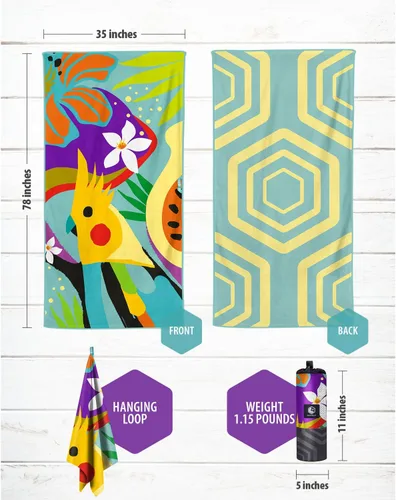 Vista 6 de VENTURE 4TH Toalla de playa de microfibra: secado rápido, compacta, sin arena, absorbente, a prueba de arena y ligera, perfecta para camping, playa