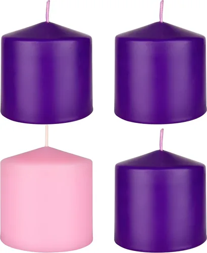 Vista 26 de Mega Candles Juego de 4 piezas de velas de Adviento de Navidad sin perfume, vertidas a mano de cera premium con parte superior en forma de campana