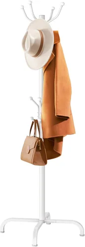 Vista 8 de Pipishell Perchero con 14 ganchos, soporte de perchero independiente para entrada, pasillo, dormitorio y oficina, árbol de abrigos de metal