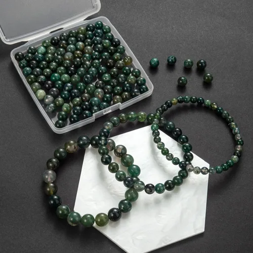 Vista 61 de 100 piezas de cuentas de piedra natural de 6 mm, turquesa africana redonda, cuentas sueltas de gema con cordón elástico para hacer pulseras