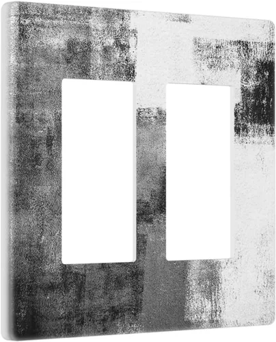 Vista 77 de Placa de Interruptor de Luz de Palanca Única Abstracta en Negro, Blanco y Gris, Cubierta de Tomacorriente, Placa de Pared Decorativa de Un