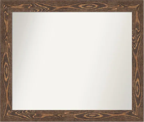 Vista 259 de Amanti Art Espejo de baño marrón para sobre fregadero, 26 x 26 pulgadas, espejo de tocador cuadrado marrón rústico Alexandria, marco de madera