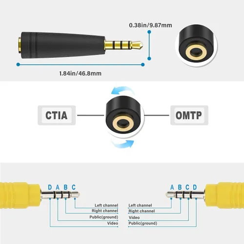 Vista 4 de Cable adaptador de componente AV macho a 3 RCA hembra de 0.138 in para TCL TV, adaptador Ancable AV de 6 pulgadas de 0.138 in a adaptador divisor