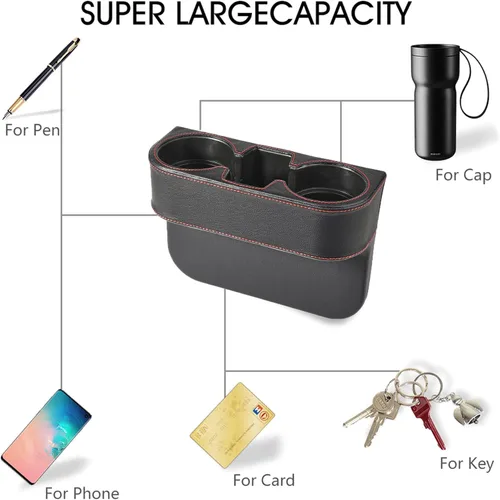 Vista 3 de Organizador Multifuncional para Asiento de Coche con Soporte para Tazas, Teléfono y Botella