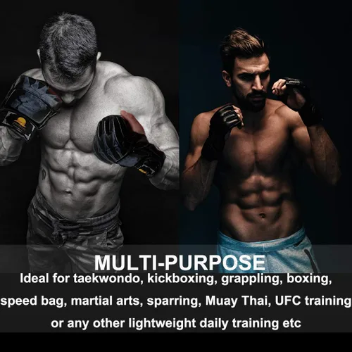 Vista 5 de ZooBoo MMA Gloves, Half-Finger Boxing Fight Gloves MMA Mitts with Adjustable Wrist Band for Sanda Sparring Punching Bag Training
