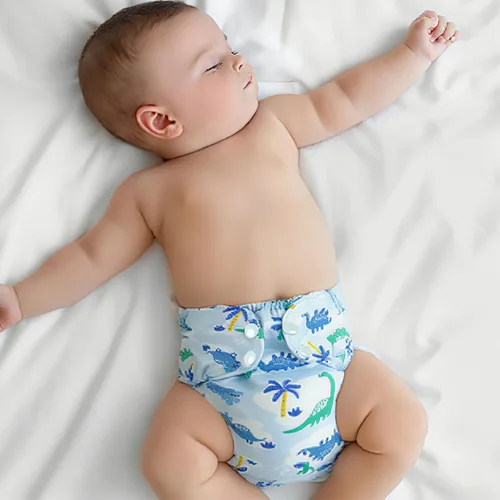 Vista 5 de BISENKID Pañal de tela impermeable, reutilizable, cubierta exterior ajustable sobre una capa interior absorbente para evitar explosiones de orina