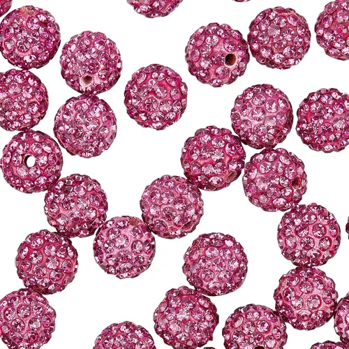 Vista 13 de PH PandaHall - 240 piezas de cuentas de strass en 24 colores, cuentas de cristal de 10 mm, cuentas de bola de discoteca con strass, cuentas