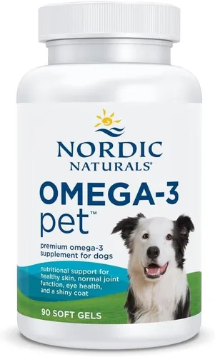 Nordic Naturals Omega-3 para mascotas, sin sabor - 90 cápsulas blandas - 320 mg de omega-3 por cápsula blanda - Aceite de pescado para perros con