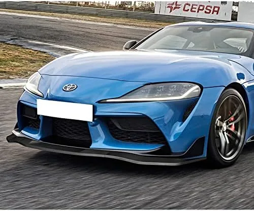 Vista 5 de Kit de 3 bordes de parachoques delantero compatibles con Toyota Supra A90 2019-2026, alerón de protección divisor estilo STP, difusor de aire