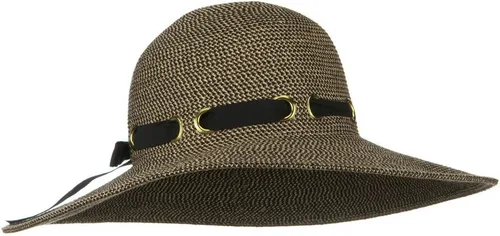 Vista 4 de Jeanne Simmons Sombrero de borde plano ancho UPF 50+ con ribete negro - Tweed negro