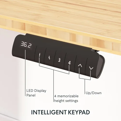 Vista 6 de Pro Bamboo - Escritorio eléctrico de pie con motor dual de 3 etapas, 48 x 24 pulgadas, tabla de escritorio de altura ajustable, escritorio eléctrico