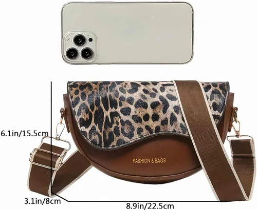 Vista 8 de Bolso cruzado con estampado de leopardo para mujer, bolso de hombro pequeño de moda para mujer, bolso de guepardo marrón, bolsos para mujer