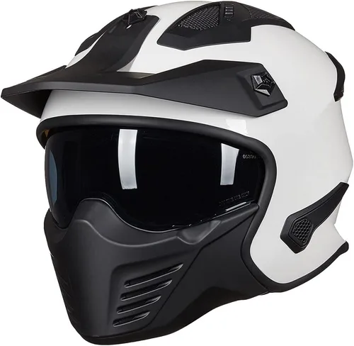 Vista 10 de ILM Medio casco de motocicleta de cara abierta 3/4 para motocross, ciclomotor, ATV, UTV, Motocross, Cruiser, Scooter DOT modelo 726X (negro mate, S)
