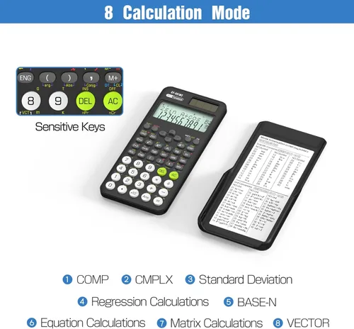 Vista 7 de Calculadora científica para estudiantes, Calculadora 991 MS para suministros de escuela secundaria y preparatoria con cubierta (negra)