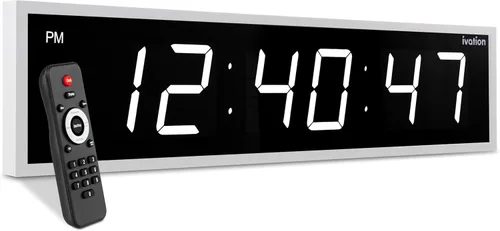 Vista 13 de Ivation Gran reloj digital LED de gran tamaño de 72 pulgadas Reloj digital grande con pantalla multifunción - cronómetro, temporizador, alarmas