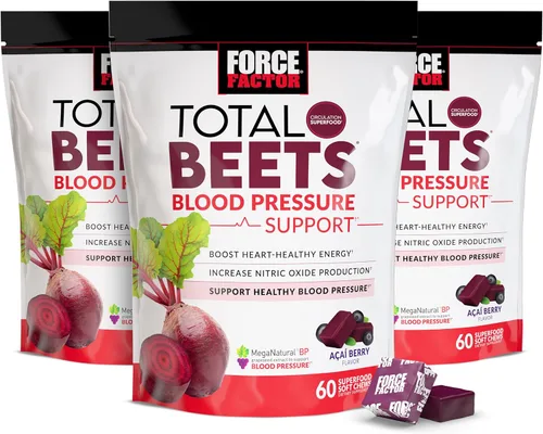Vista 13 de Force Factor Total Beets Suplemento de apoyo para la presión arterial con polvo de remolacha, masticables de gran sabor para energía saludable