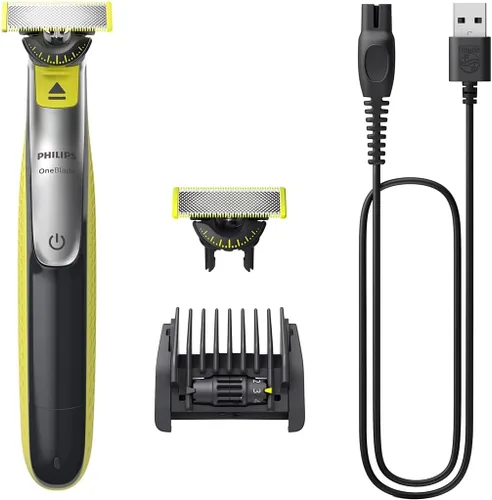 Afeitadora Philips OneBlade 360 Face, recortadora y afeitadora eléctrica híbrida con peine de barba 5 en 1 para la cara QP2730 20 (QP2730/20)
