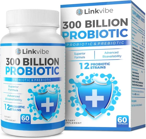 Probiótico 300 mil millones de UFC – 12 cepas con prebióticos orgánicos para la salud digestiva e intestinal, inmune, hinchazón – Probióticos para