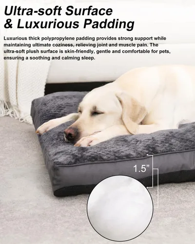 Vista 2 de EMSLX Cama para Perros, Camas de Felpa Acogedoras y Lavables para Jaulas de Perros, Almohadilla Suave y Cómoda para Perrera Antideslizante, Tapete