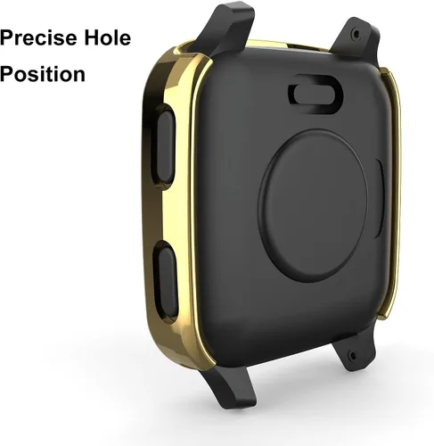 Vista 3 de Paquete de 2 fundas compatibles con protector de pantalla Garmin Venu Sq con vidrio templado 9H, carcasa rígida de policarbonato antiarañazos