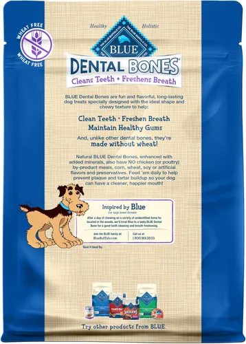 Vista 2 de Blue Buffalo Dental Bones - Golosinas dentales naturales grandes para masticar para perros, (50 libras y más), bolsa de 12 onzas