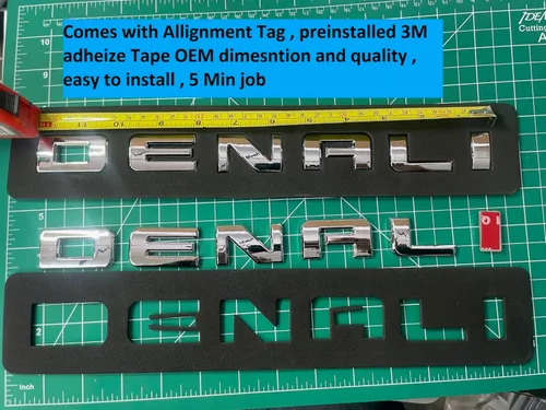 Vista 4 de Denali - Emblema de placa de identificación HD para modelos GMC Yukon y Sierra 2007-2020, emblema de repuesto original, acabado cromado