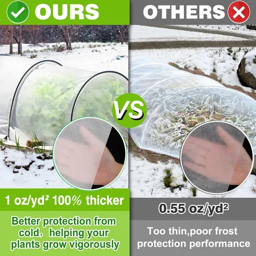 Vista 3 de Alphatool Cubiertas para Plantas con Protección contra Heladas - Mantas de Tela Anti-heladas de 10 pies x 30 pies para Plantas de Exterior, Cubierta