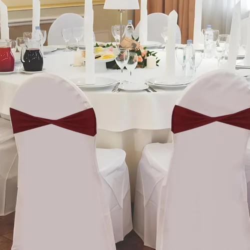 Vista 5 de 50 bandas elásticas de elastano para silla, con lazo liso, bandas elásticas para sillas sin hebilla, decoraciones para bodas, fiestas, banquetes