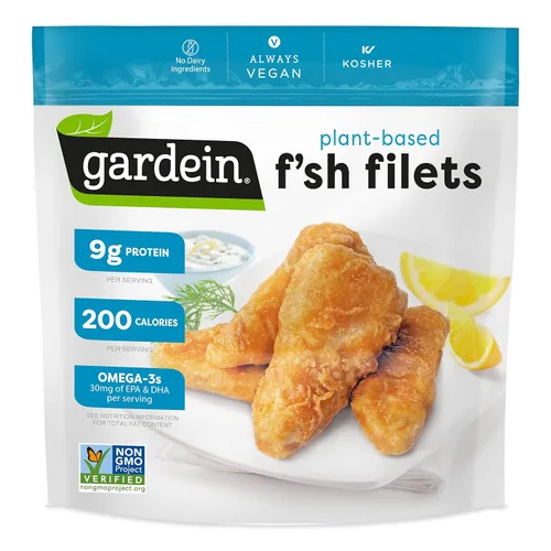 Gardein Filetes sin pescado a base de plantas dorados, veganos, congelados, 10.1 onzas