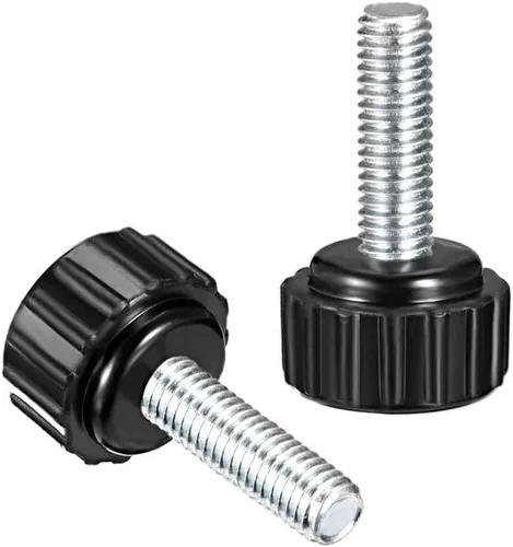 Vista 24 de uxcell 2 perillas de sujeción moleteadas M6 x 0.394 in métricas de acero inoxidable 304 rosca macho tornillo de pulgar en tipo 1.181 in cabeza
