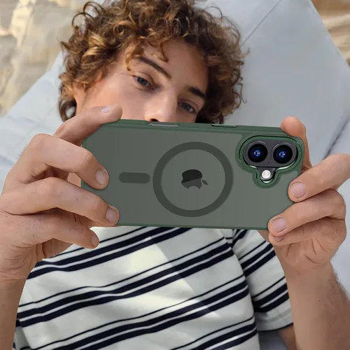 Vista 675 de Anuck - Funda magnética para iPhone 11 compatible con MagSafe, carcasa trasera mate translúcida dura, borde de TPU, delgada, resistente a impactos