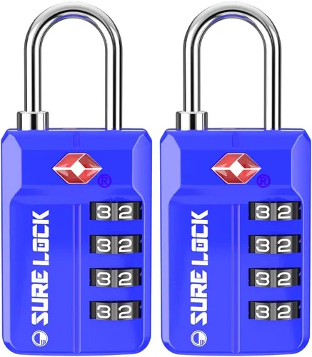 Vista 20 de SURE LOCK Cerradura de combinación reiniciable de 4 dígitos aprobada por la TSA con alerta abierta, diales de fácil lectura, para equipaje