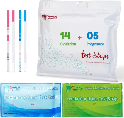 Clinical Guard 14 tiras de prueba de ovulación y 5 tiras de prueba de embarazo, kit rápido de predictor de ovulación de fertilidad HCG (19 unidades)