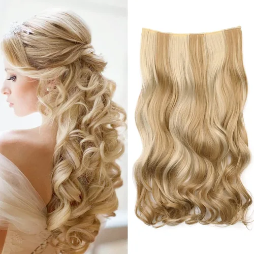 Vista 20 de REECHO Extensiones de cabello rubio, 20 pulgadas, extensiones de cabello grueso y largo con clip, extensiones de cabello sintético suave natural
